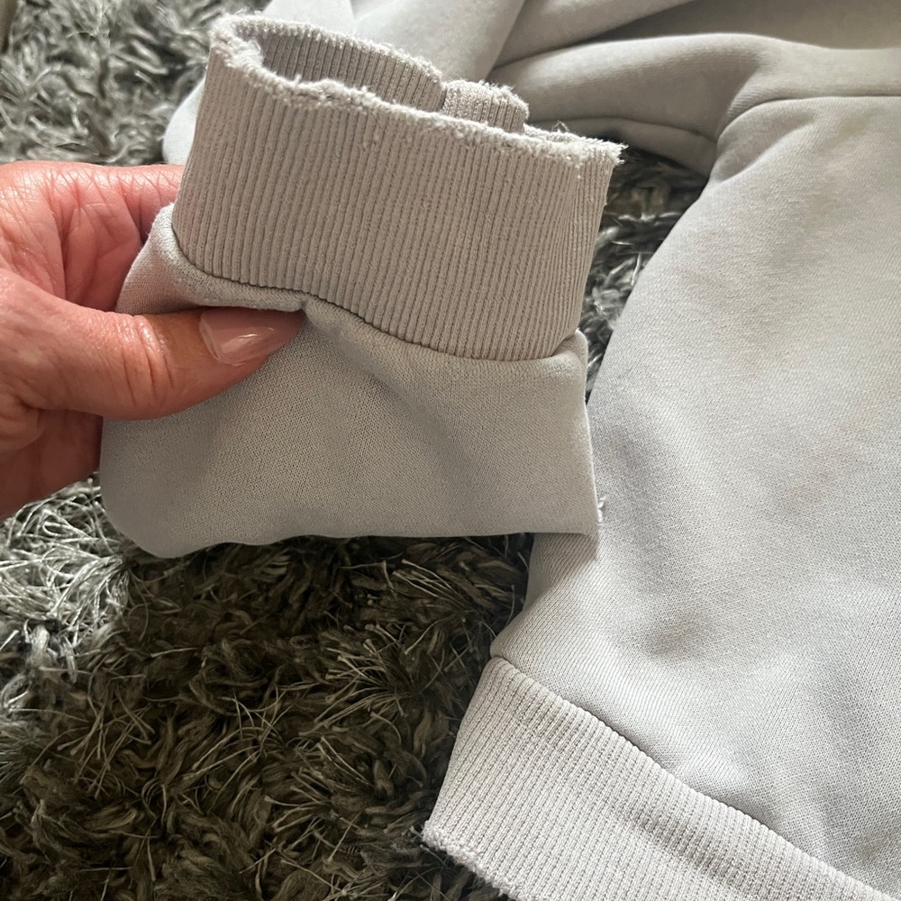 Gray Cropped Distressed Hoodie - Picture 9 of 12